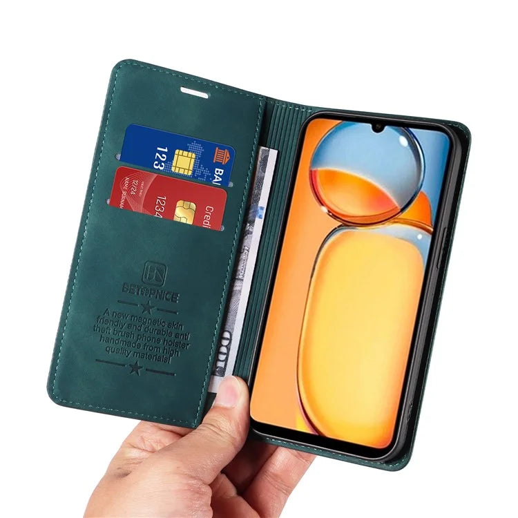 BETOPNICE 003 for Xiaomi Redmi 13C 4G / Poco C65 4G Case RFID Blocking Phone Foldable Stand Cover