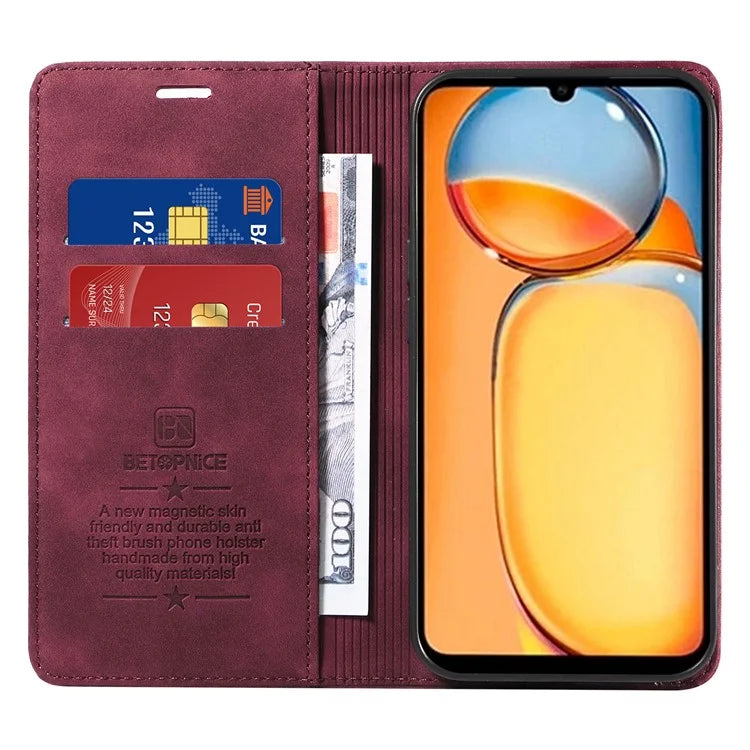 BETOPNICE 003 for Xiaomi Redmi 13C 4G / Poco C65 4G Case RFID Blocking Phone Foldable Stand Cover