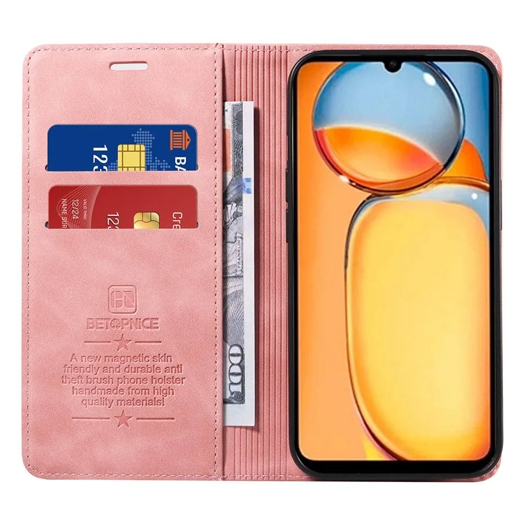 BETOPNICE 003 for Xiaomi Redmi 13C 4G / Poco C65 4G Case RFID Blocking Phone Foldable Stand Cover