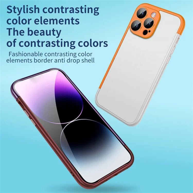 VOERO Slim Bumper Frame for iPhone 13 Pro 6.1 inch Case Hard PC Phone Cover with PC Lens Film