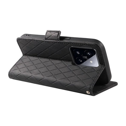 For Xiaomi 14 Pro Case Rhombus Imprinted Leather Flip Phone Protective Cover