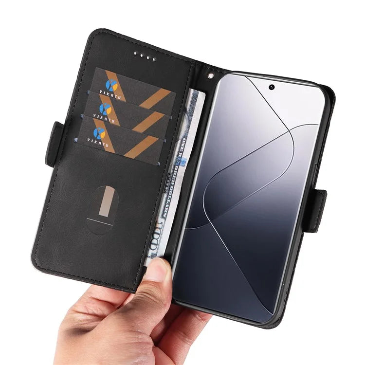 For Xiaomi 14 Pro Case Rhombus Imprinted Leather Flip Phone Protective Cover