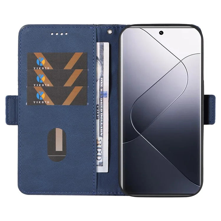 For Xiaomi 14 Pro Case Rhombus Imprinted Leather Flip Phone Protective Cover