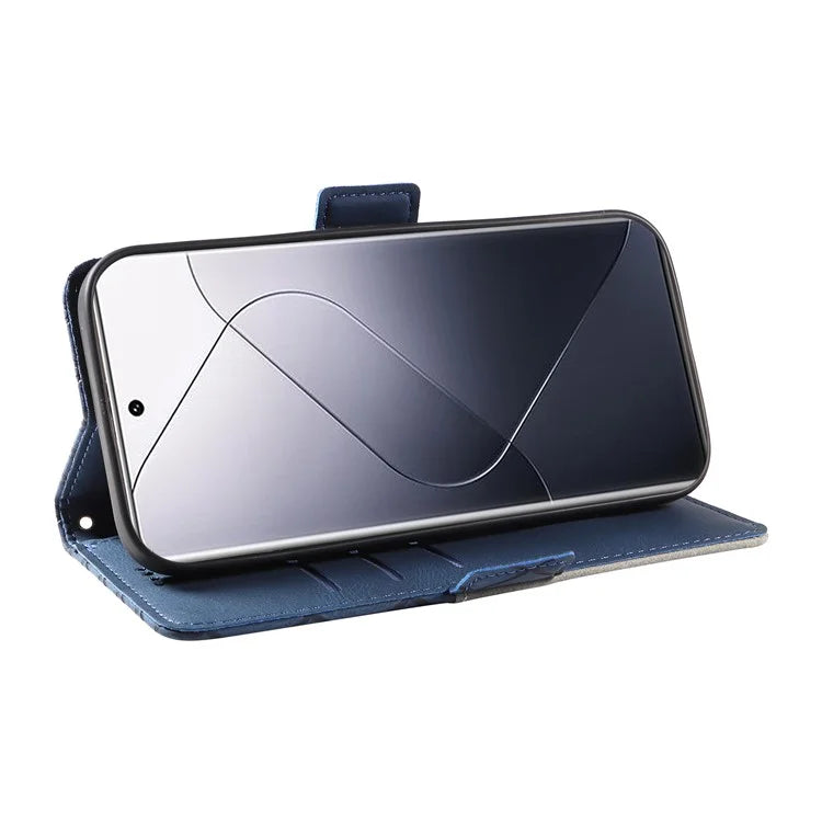 For Xiaomi 14 Pro Case Rhombus Imprinted Leather Flip Phone Protective Cover