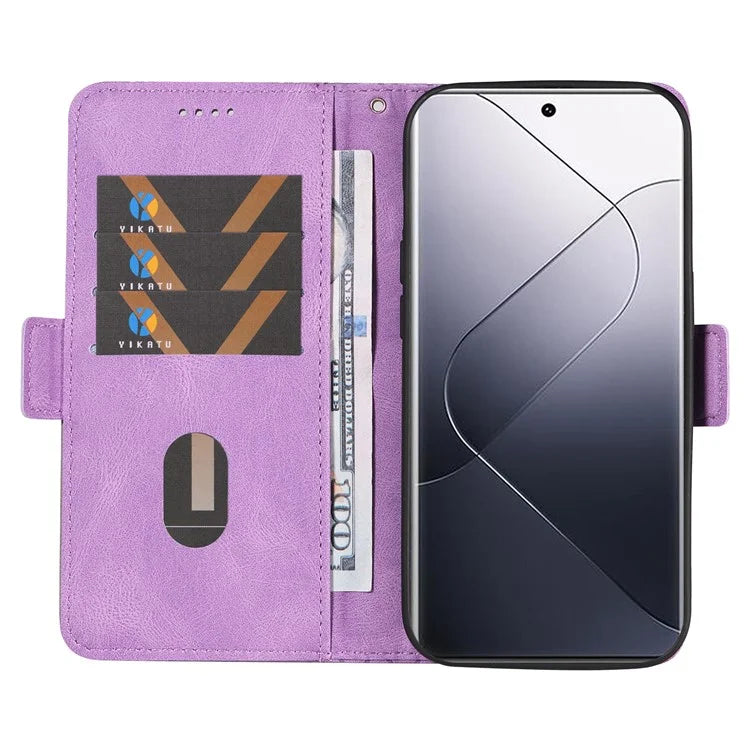 For Xiaomi 14 Pro Case Rhombus Imprinted Leather Flip Phone Protective Cover
