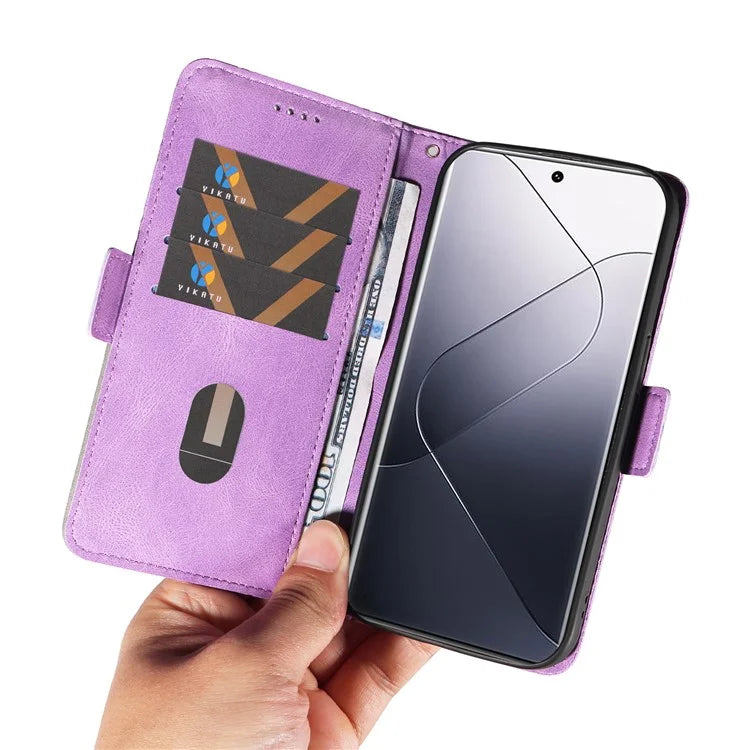 For Xiaomi 14 Pro Case Rhombus Imprinted Leather Flip Phone Protective Cover