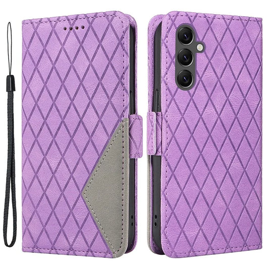 For Samsung Galaxy A25 5G (Global) (161.0 x 76.5 x 8.3mm) Case Rhombus Imprinted Shockproof Leather Phone Cover