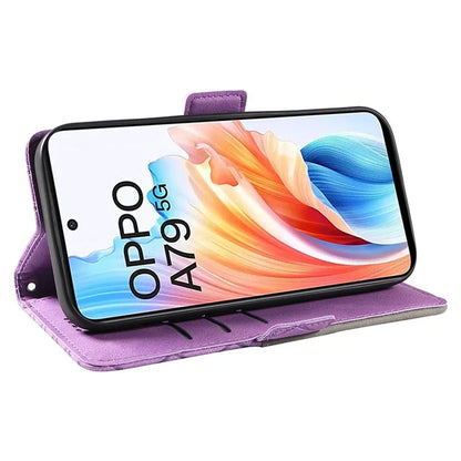 For Oppo A79 5G / A2 5G Case Imprinted Leather Protective Wallet Stand Phone Cover