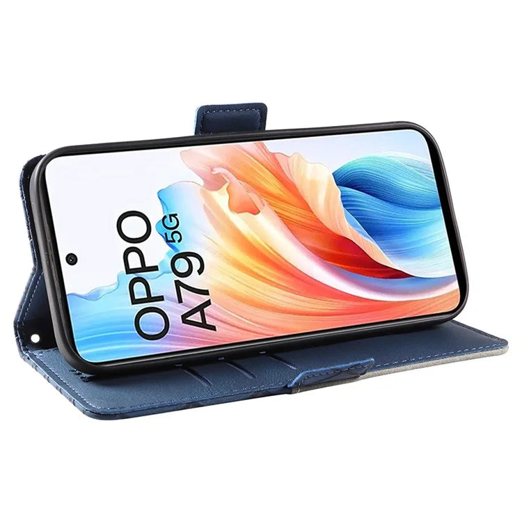 For Oppo A79 5G / A2 5G Case Imprinted Leather Protective Wallet Stand Phone Cover
