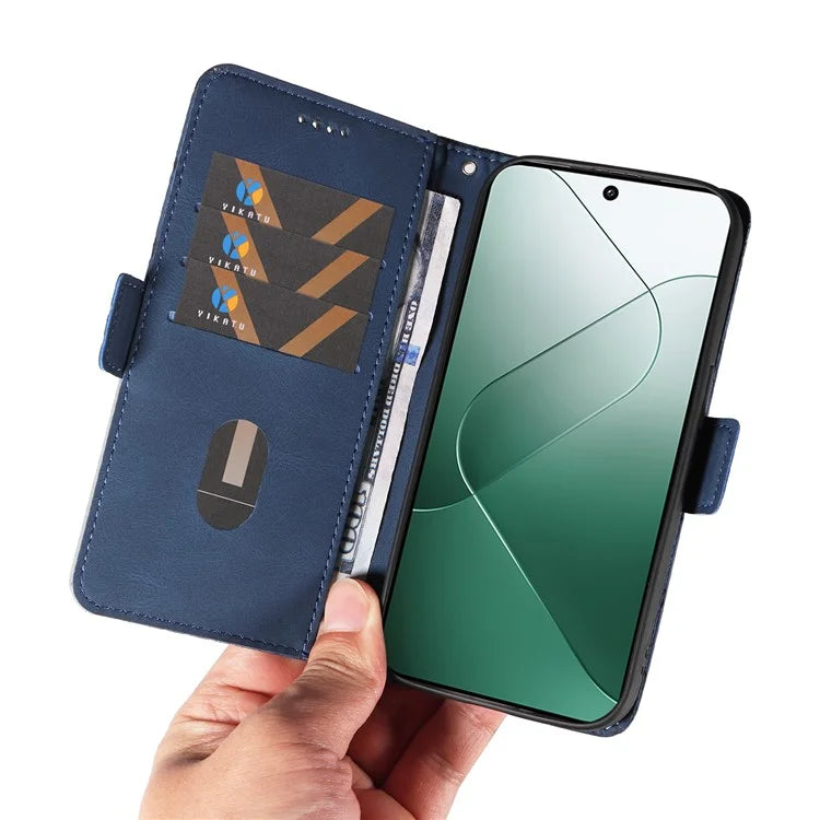 For Xiaomi 14 Case Rhombus Imprinted Leather Wallet Phone Stand Cover