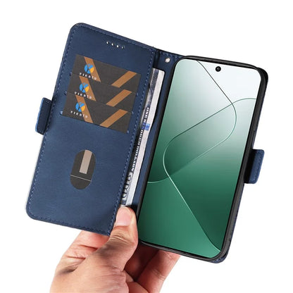 For Xiaomi 14 Case Rhombus Imprinted Leather Wallet Phone Stand Cover