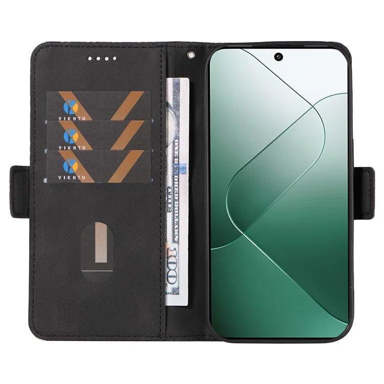 For Xiaomi 14 Case Rhombus Imprinted Leather Wallet Phone Stand Cover