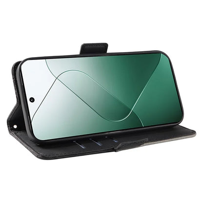 For Xiaomi 14 Case Rhombus Imprinted Leather Wallet Phone Stand Cover