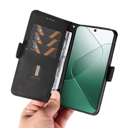 For Xiaomi 14 Case Rhombus Imprinted Leather Wallet Phone Stand Cover
