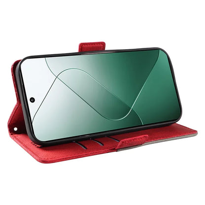 For Xiaomi 14 Case Rhombus Imprinted Leather Wallet Phone Stand Cover