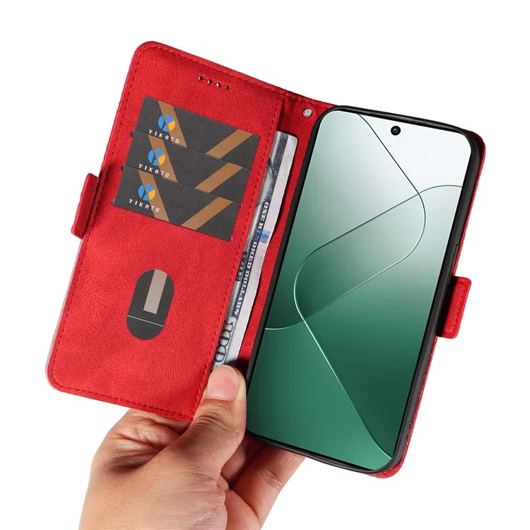 For Xiaomi 14 Case Rhombus Imprinted Leather Wallet Phone Stand Cover