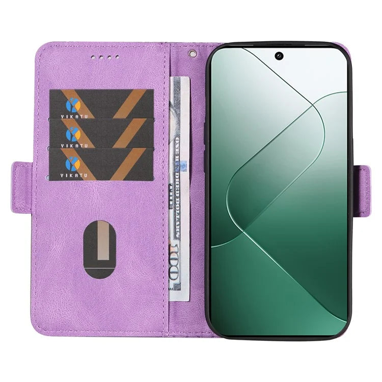 For Xiaomi 14 Case Rhombus Imprinted Leather Wallet Phone Stand Cover
