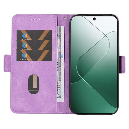 For Xiaomi 14 Case Rhombus Imprinted Leather Wallet Phone Stand Cover