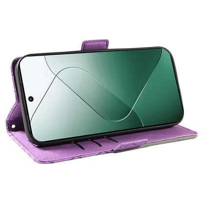 For Xiaomi 14 Case Rhombus Imprinted Leather Wallet Phone Stand Cover