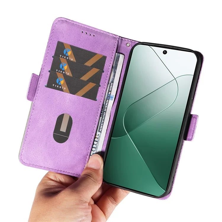 For Xiaomi 14 Case Rhombus Imprinted Leather Wallet Phone Stand Cover