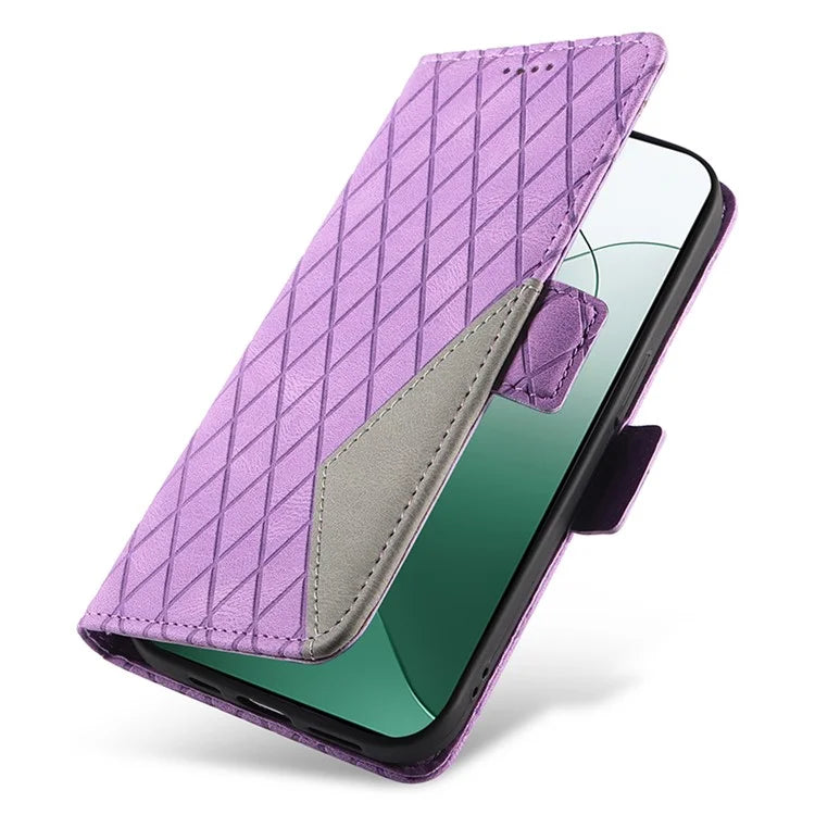 For Xiaomi 14 Case Rhombus Imprinted Leather Wallet Phone Stand Cover