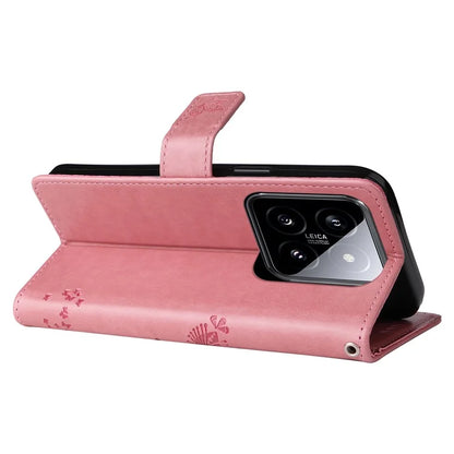 KT Imprinting Flower Series-3 for Xiaomi 14 Wallet Phone Cover Imprinted Cat Tree Phone Case