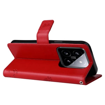 KT Imprinting Flower Series-3 for Xiaomi 14 Wallet Phone Cover Imprinted Cat Tree Phone Case