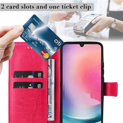 KT Imprinting Flower Series-3 for Samsung Galaxy A25 5G (Global) (161.0 x 76.5 x 8.3mm) Phone Case Magnetic Phone Cover Wallet