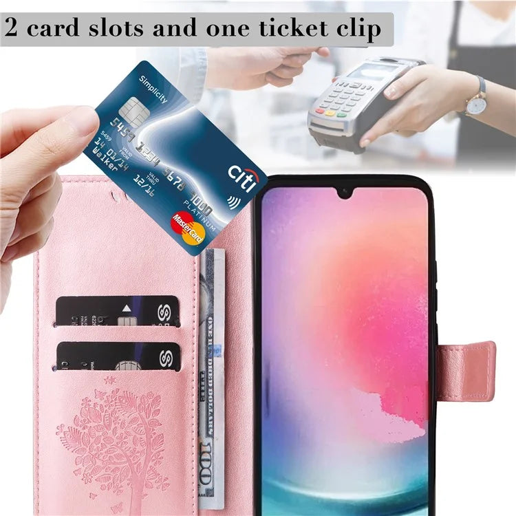 KT Imprinting Flower Series-3 for Samsung Galaxy A25 5G (Global) (161.0 x 76.5 x 8.3mm) Phone Case Magnetic Phone Cover Wallet Gold