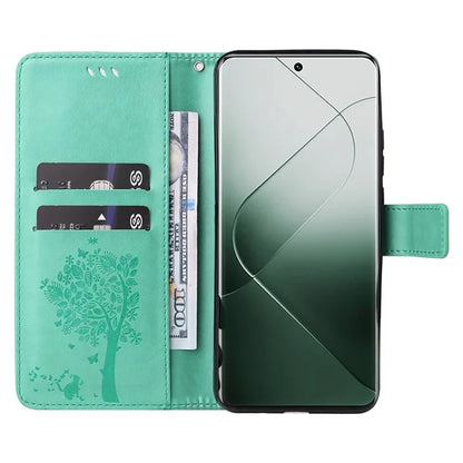 KT Imprinting Flower Series-3 Phone Shell for Xiaomi 14 Pro Case Stand Wallet Cell Phone Cover
