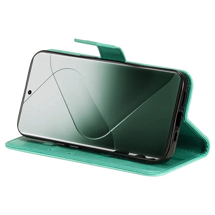 KT Imprinting Flower Series-3 Phone Shell for Xiaomi 14 Pro Case Stand Wallet Cell Phone Cover