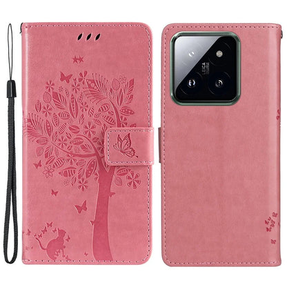 KT Imprinting Flower Series-3 Phone Shell for Xiaomi 14 Pro Case Stand Wallet Cell Phone Cover