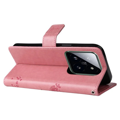 KT Imprinting Flower Series-3 Phone Shell for Xiaomi 14 Pro Case Stand Wallet Cell Phone Cover