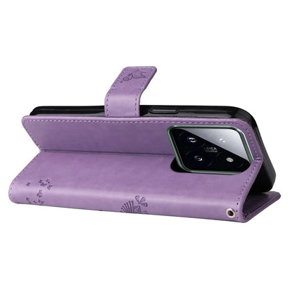 KT Imprinting Flower Series-3 Phone Shell for Xiaomi 14 Pro Case Stand Wallet Cell Phone Cover