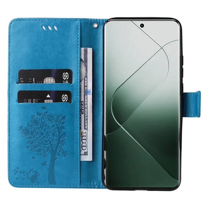 KT Imprinting Flower Series-3 Phone Shell for Xiaomi 14 Pro Case Stand Wallet Cell Phone Cover