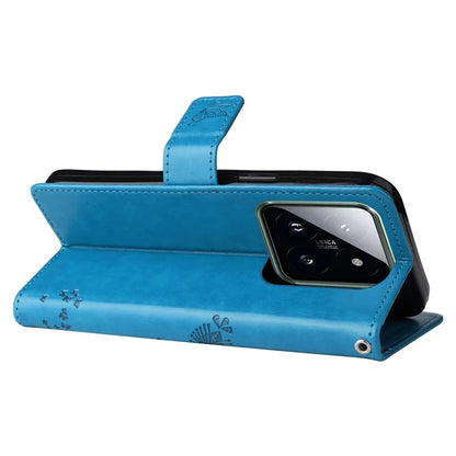 KT Imprinting Flower Series-3 Phone Shell for Xiaomi 14 Pro Case Stand Wallet Cell Phone Cover