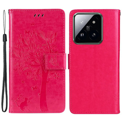 KT Imprinting Flower Series-3 Phone Shell for Xiaomi 14 Pro Case Stand Wallet Cell Phone Cover