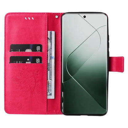 KT Imprinting Flower Series-3 Phone Shell for Xiaomi 14 Pro Case Stand Wallet Cell Phone Cover