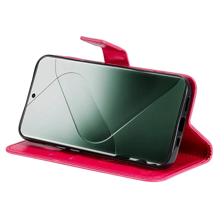 KT Imprinting Flower Series-3 Phone Shell for Xiaomi 14 Pro Case Stand Wallet Cell Phone Cover