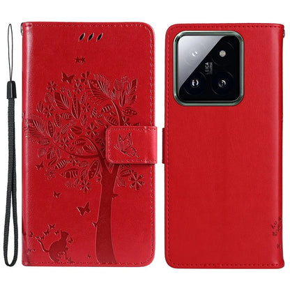KT Imprinting Flower Series-3 Phone Shell for Xiaomi 14 Pro Case Stand Wallet Cell Phone Cover
