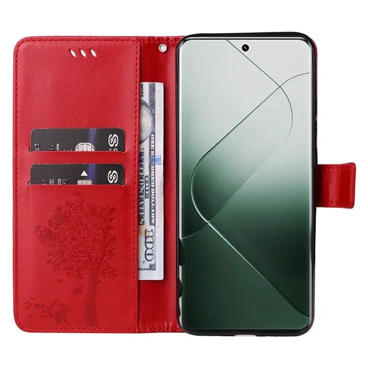 KT Imprinting Flower Series-3 Phone Shell for Xiaomi 14 Pro Case Stand Wallet Cell Phone Cover