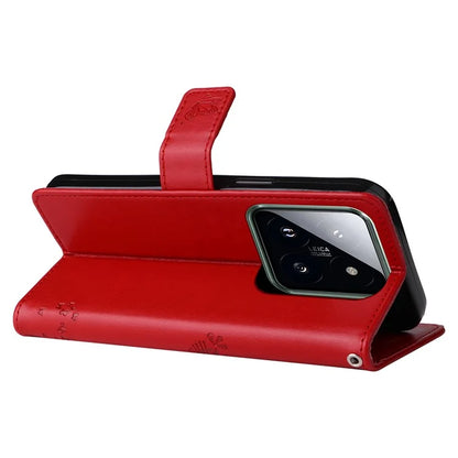 KT Imprinting Flower Series-3 Phone Shell for Xiaomi 14 Pro Case Stand Wallet Cell Phone Cover