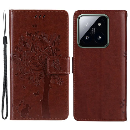 KT Imprinting Flower Series-3 Phone Shell for Xiaomi 14 Pro Case Stand Wallet Cell Phone Cover