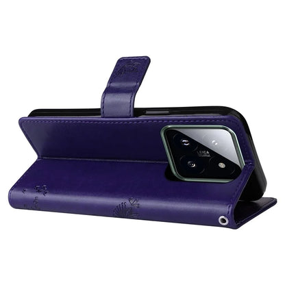 KT Imprinting Flower Series-3 Phone Shell for Xiaomi 14 Pro Case Stand Wallet Cell Phone Cover