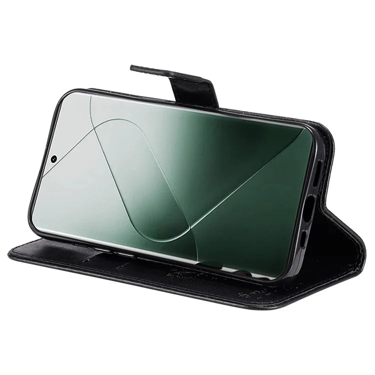 KT Imprinting Flower Series-3 Phone Shell for Xiaomi 14 Pro Case Stand Wallet Cell Phone Cover