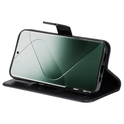 KT Imprinting Flower Series-3 Phone Shell for Xiaomi 14 Pro Case Stand Wallet Cell Phone Cover