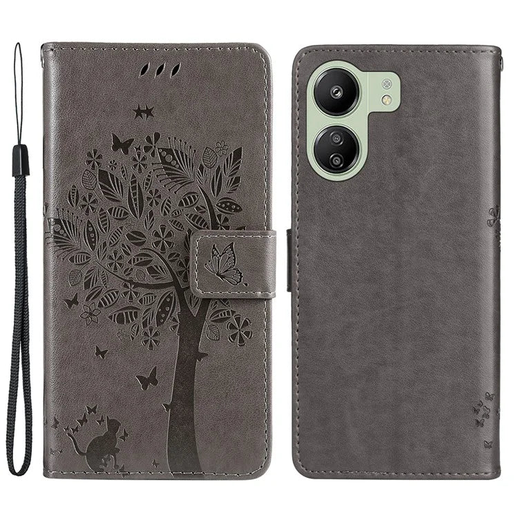 KT Imprinting Flower Series-3 for Xiaomi Redmi 13C 4G / Poco C65 4G Case Imprinted Wallet Phone Cover