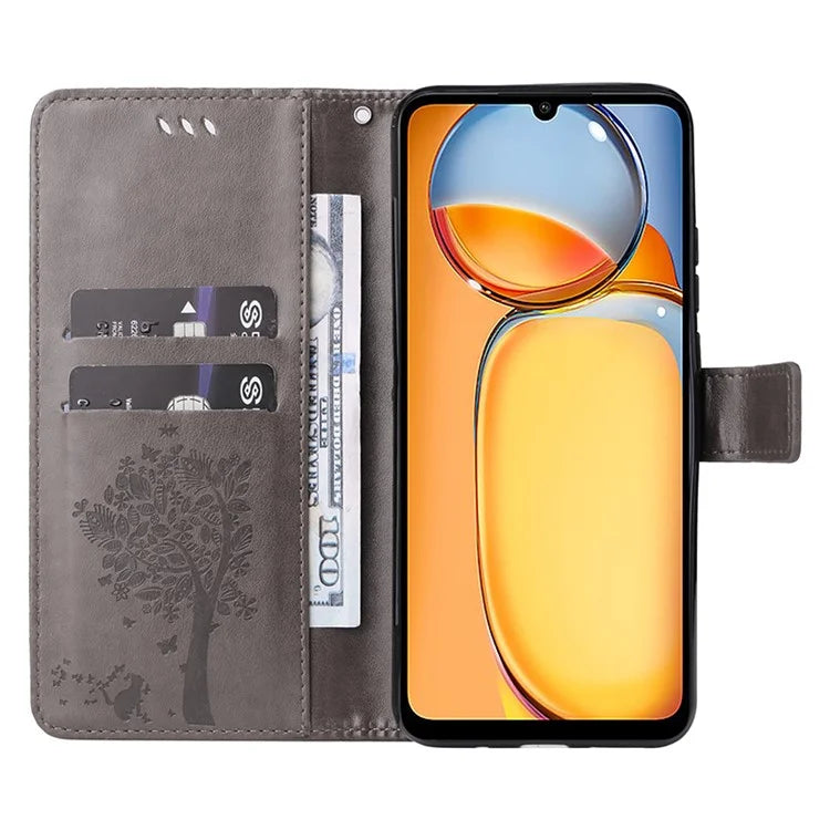 KT Imprinting Flower Series-3 for Xiaomi Redmi 13C 4G / Poco C65 4G Case Imprinted Wallet Phone Cover