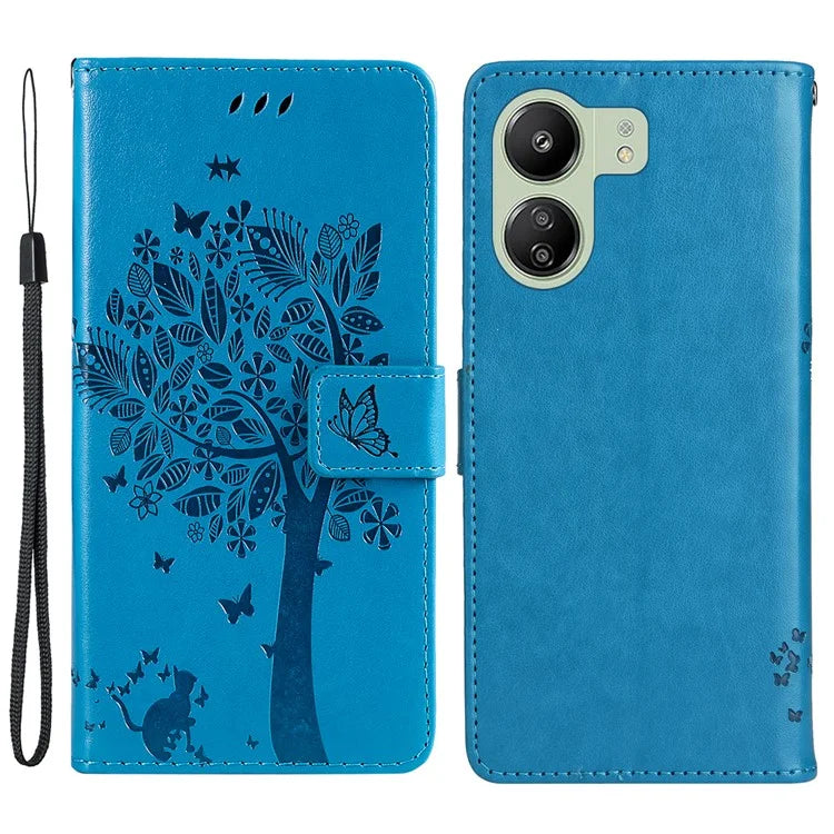 KT Imprinting Flower Series-3 for Xiaomi Redmi 13C 4G / Poco C65 4G Case Imprinted Wallet Phone Cover