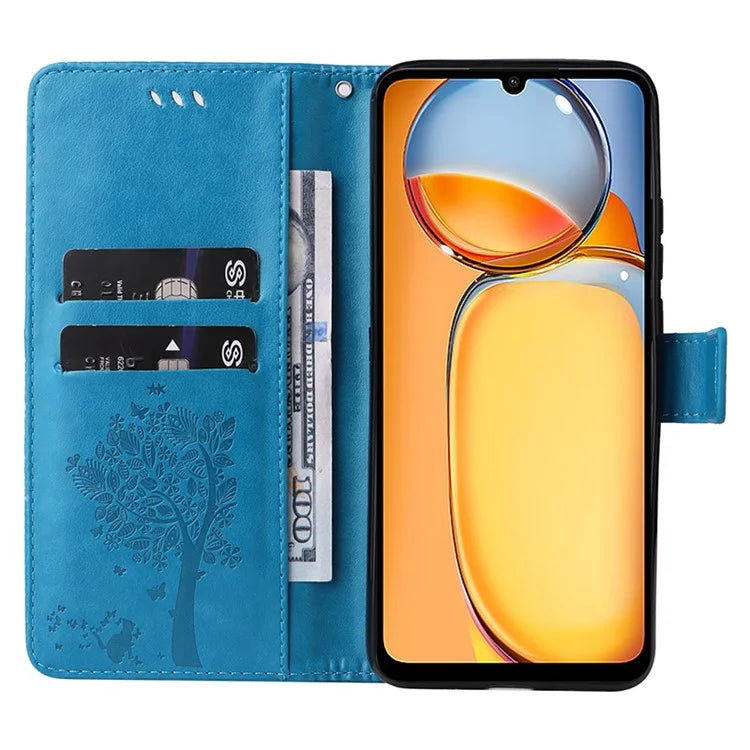 KT Imprinting Flower Series-3 for Xiaomi Redmi 13C 4G / Poco C65 4G Case Imprinted Wallet Phone Cover